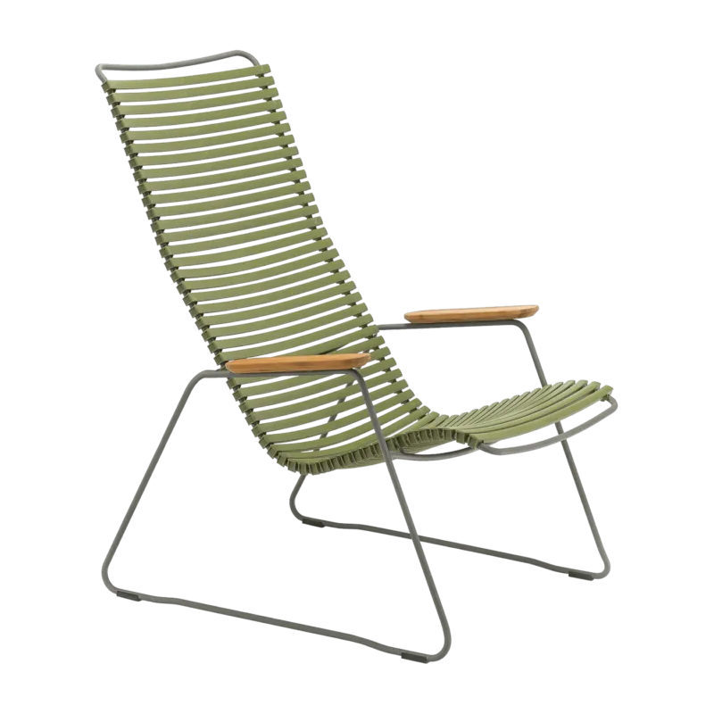 Chaise lounge en métal et plastique vert olive CLICK - Houe - The Cool Republic
