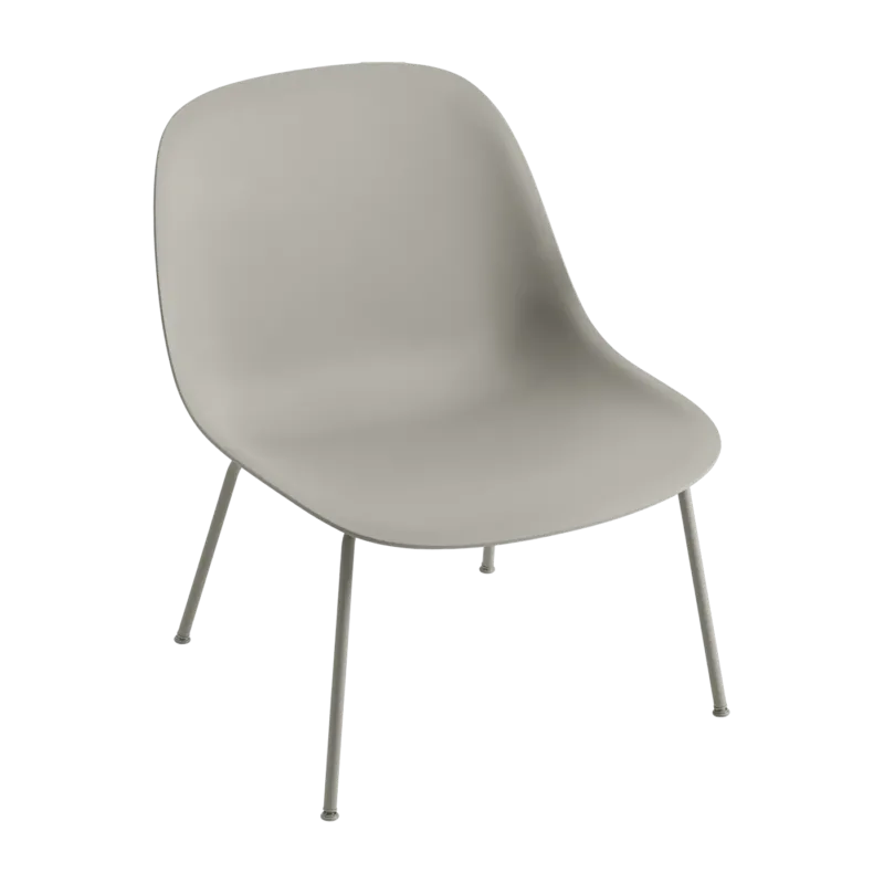 Chaise lounge grise piétement tubes Fiber - Muuto - The Cool Republic