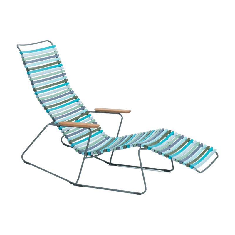 Chaise lounge modulable en métal et plastique bleu et vert multicolore CLICK - Houe - The Cool Republic