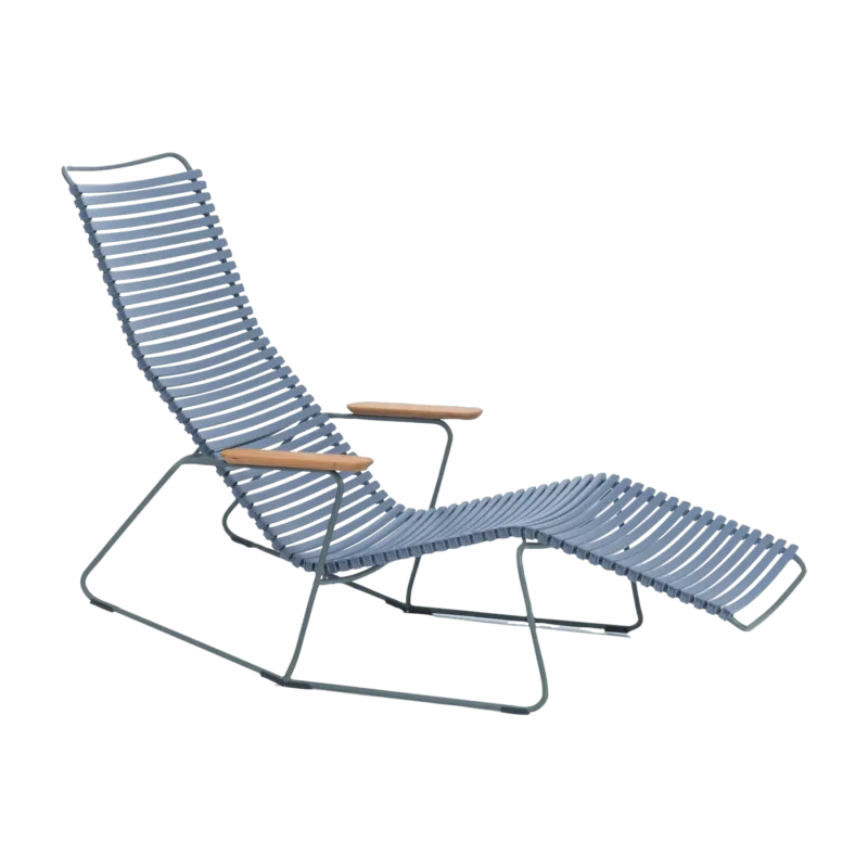 Chaise lounge modulable en métal et plastique bleu pigeon CLICK - Houe - The Cool Republic