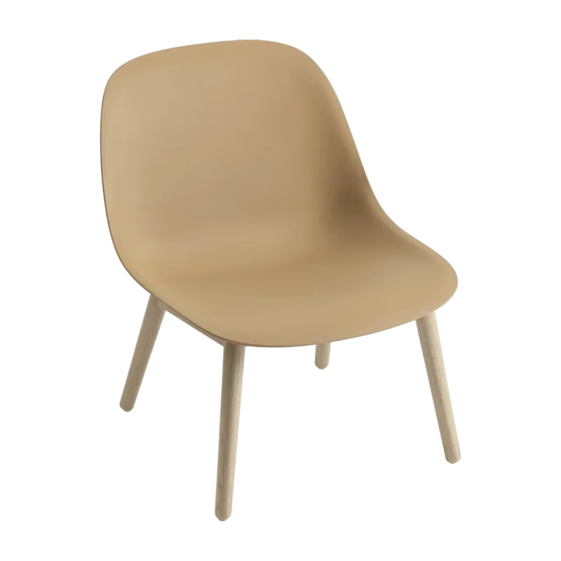 Chaise lounge ocre piétement en chêne Fiber - Muuto - The Cool Republic
