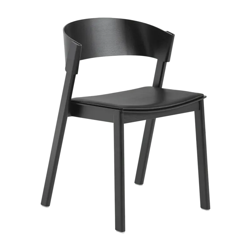 Chaise noire et assise cuir Noir Cover - Muuto - The Cool Republic
