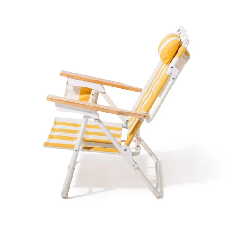 Chaise pliante de plage en toile à rayures jaune Crew Mimosa Stripe The Penny - Business & Pleasure - The Cool Republic