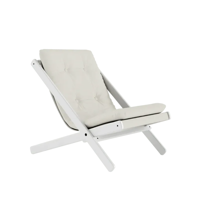 Chaise pliante en hêtre blanc et matelas en coton natural 65x88x75cm Boogie raw - Karup Design - The Cool Republic
