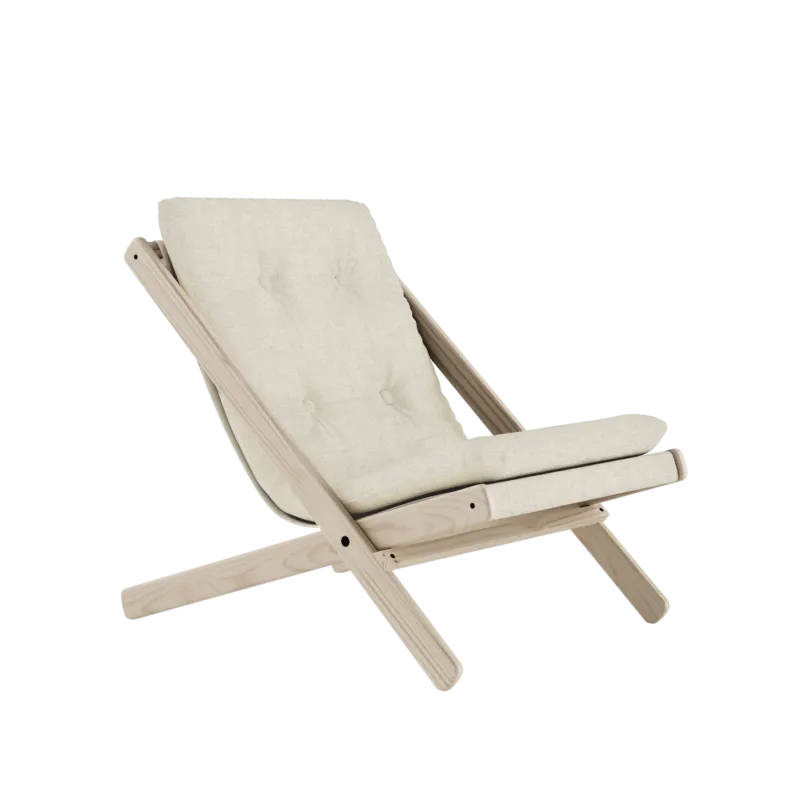 Chaise pliante en hêtre et matelas en coton lin 65x88x75cm Boogie raw - Karup Design - The Cool Republic