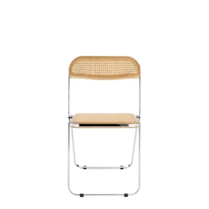 Chaise pliante en tresse de paille viennoise et acier chromé Plia - Anonima Castelli - The Cool Republic