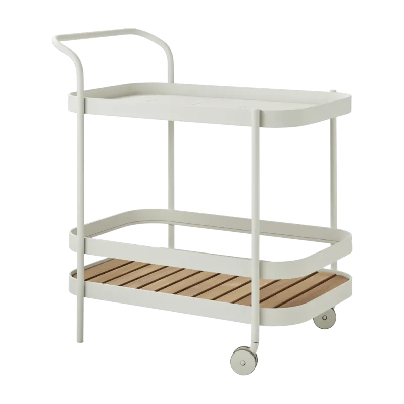 Chariot de bar en aluminium blanc Roll - Cane-Line - The Cool Republic