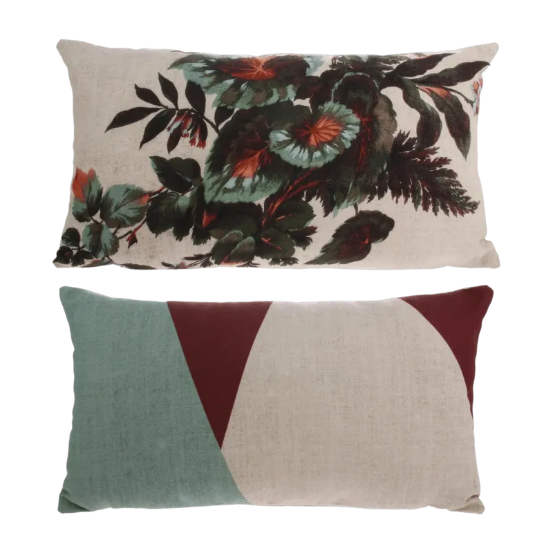 Coussin à imprimés fleuris verts 35 x 60 cm Kyoto - HKliving - The Cool Republic