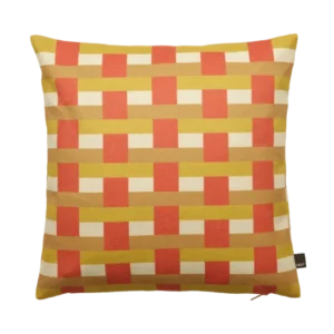 Coussin carré à carreaux en tissu jaune et orange 45x45cm Striped - Fest Amsterdam - The Cool Republic