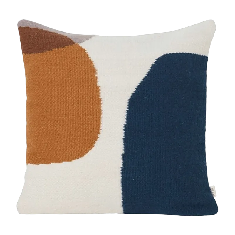 Coussin en laine bleu et orange Kelim - Ferm Living - The Cool Republic