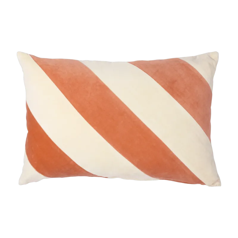 Coussin en velours rayé pêche et crème 40 x 60 cm - HKliving - The Cool Republic