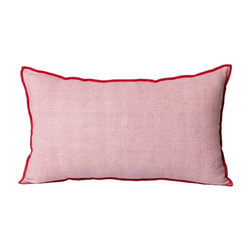 Coussin rose liseré rouge 50 x 30 cm Coton Candy- HKliving - The Cool Republic