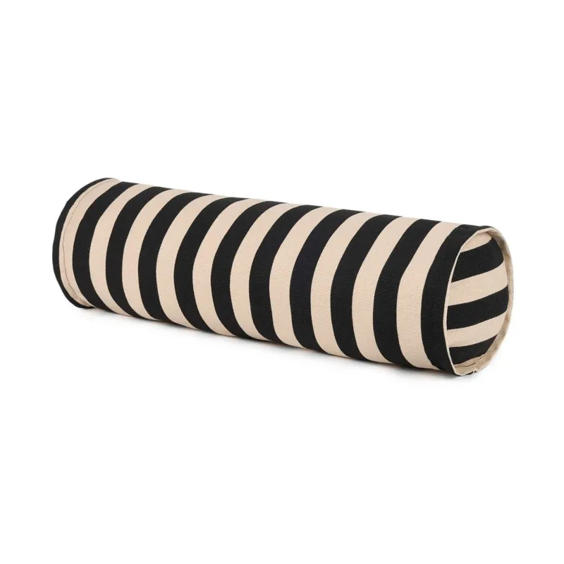 Coussin traversin en coton à rayures noir et beige 50 x 18 x 18 cm Vibes - Nobodinoz - The Cool Republic