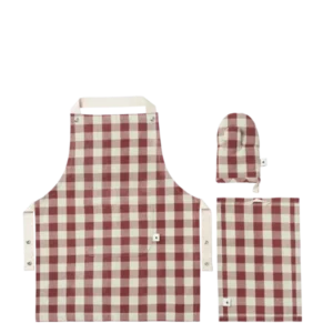 Ensemble de cuisine pour enfant en coton bio à carreaux marron et vert Bothy - Ferm Living - The Cool Republic