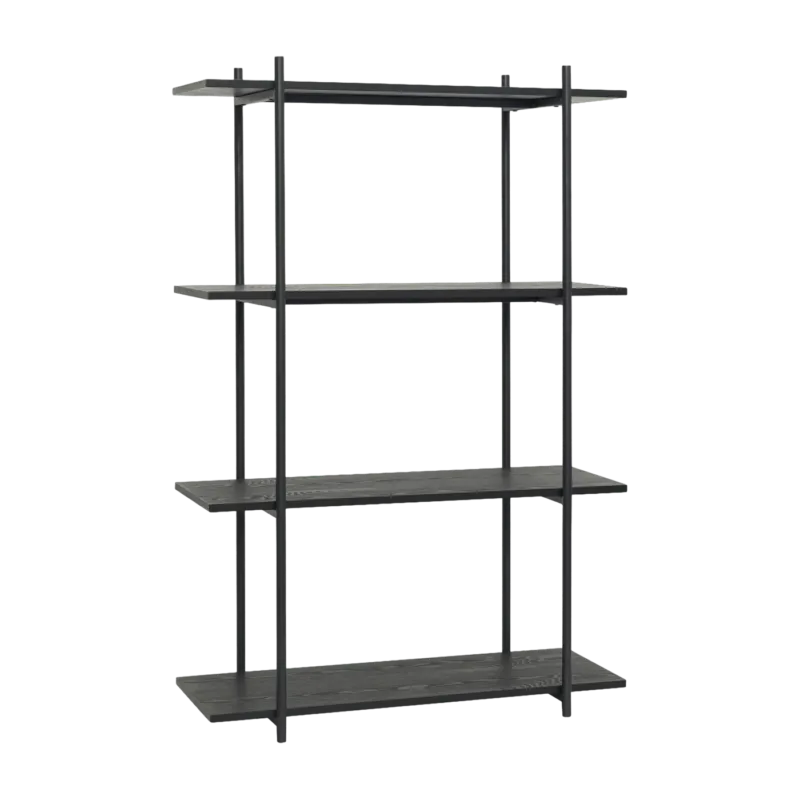 Etagère 4 étages en bois de frêne noir et métal - Hübsch - The Cool Republic