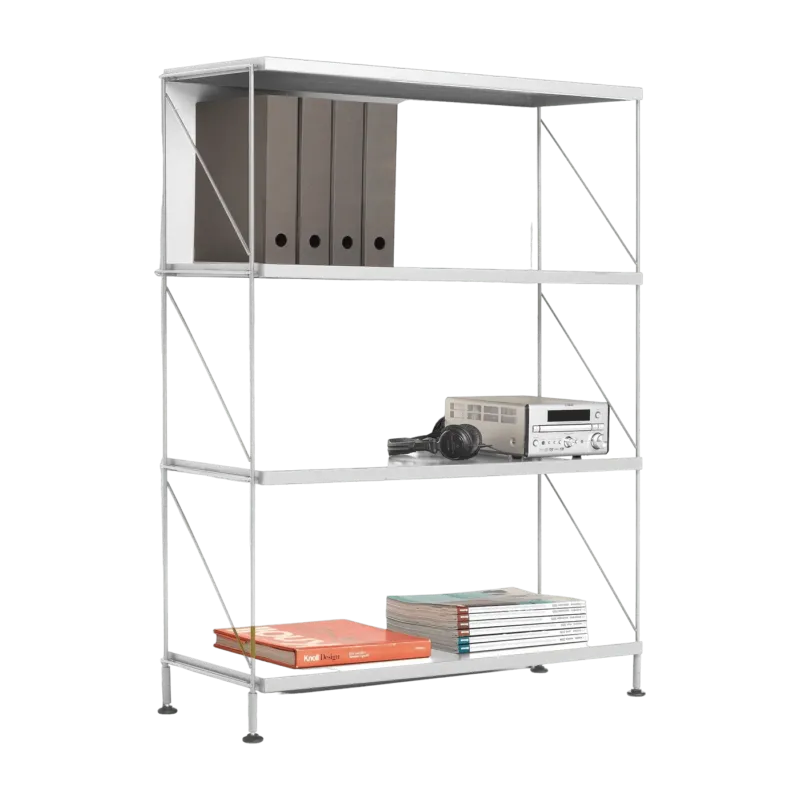 Etagère 4 niveaux sur pieds en acier laqué blanc Tria Pack - Mobles 114 - The Cool Republic
