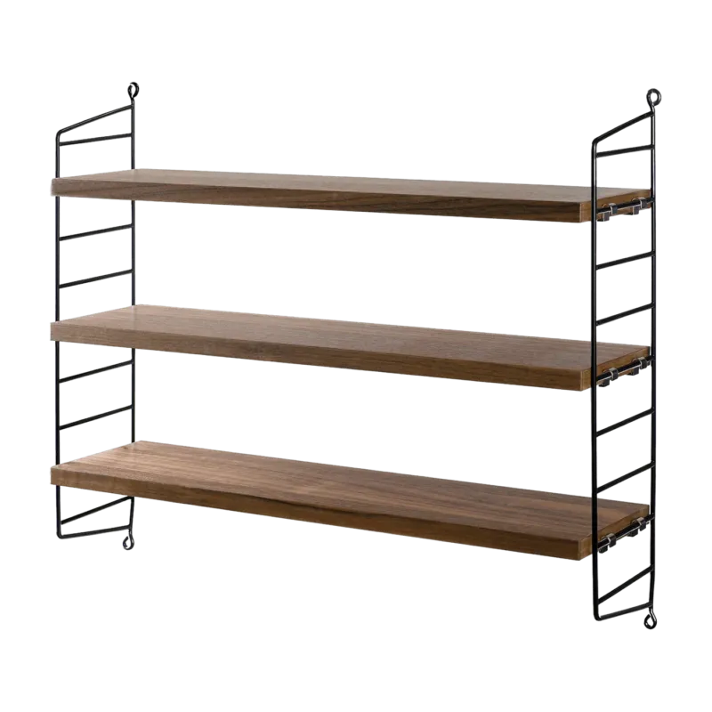 Etagères en noyer avec montants noirs String Pocket - String furniture - The Cool Republic