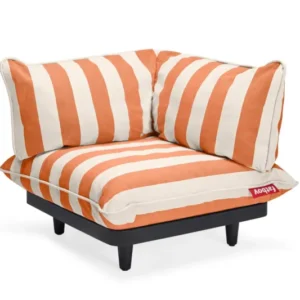 Module d’angle gauche de canapé d’extérieur rayé orange Paletti - Fatboy
