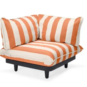 Module d’angle droit de canapé d’extérieur rayé orange Paletti - Fatboy