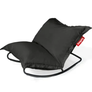 Fauteuil à bascule extérieur en métal noir avec coussin gris orage Rock 'n Roll Combi - Fatboy