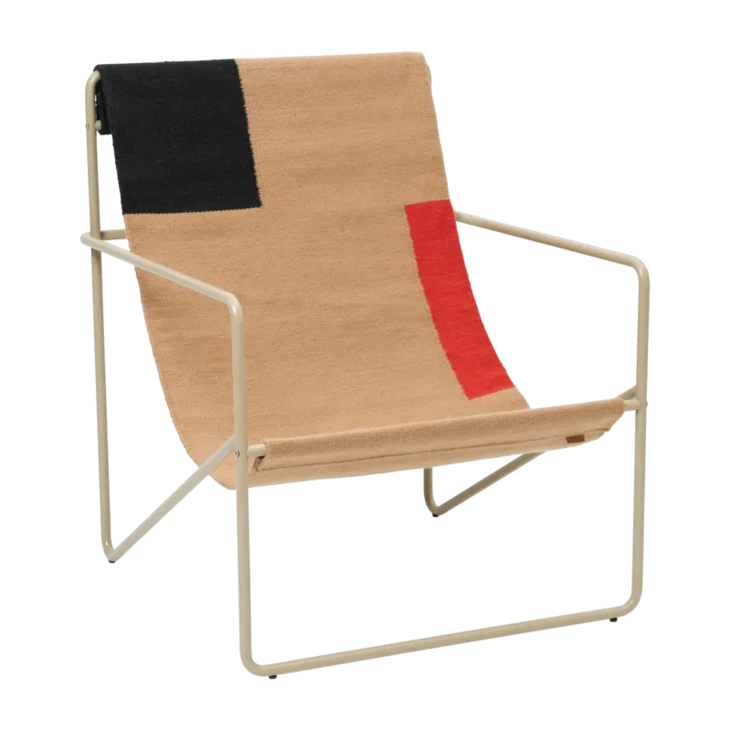 Fauteuil à motif graphique en métal beige 63 x 77,5 x 66 cm Desert - Ferm Living - The Cool Republic