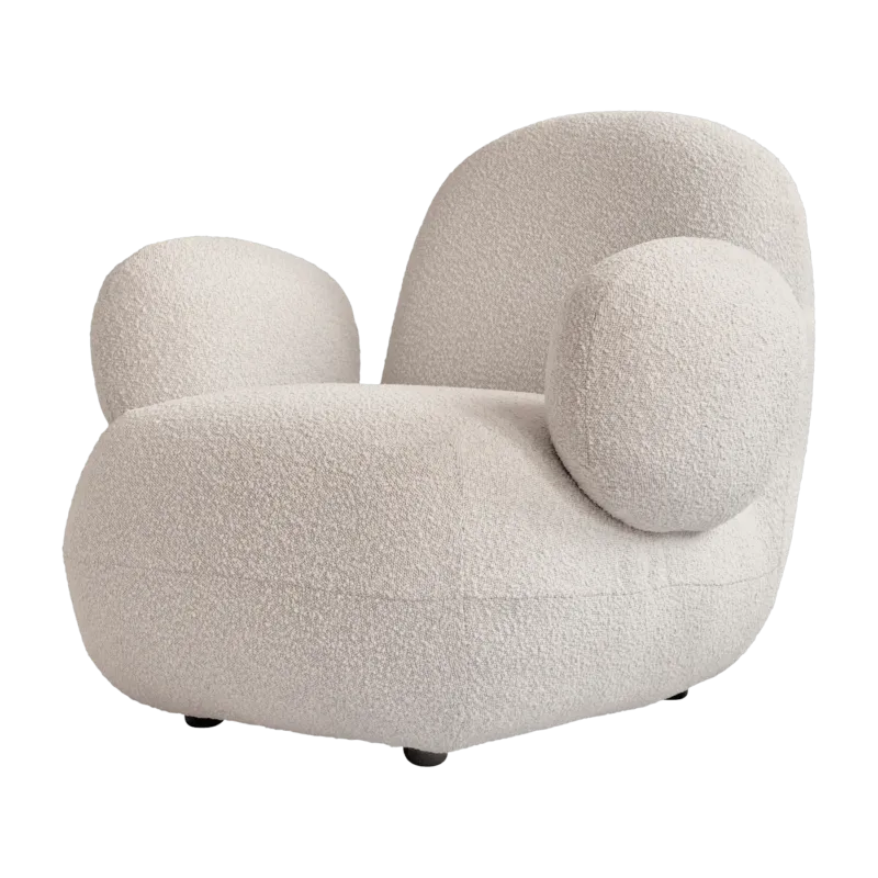 Fauteuil avec accoudoirs en tissu bouclé blanc cassé Toe - 101 COPENHAGEN - The Cool Republic