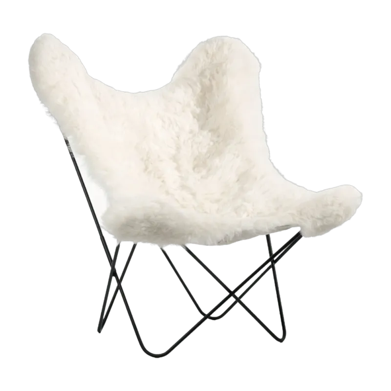Fauteuil blanc avec structure en acier noir Islandais AA - Airborne - The Cool Republic