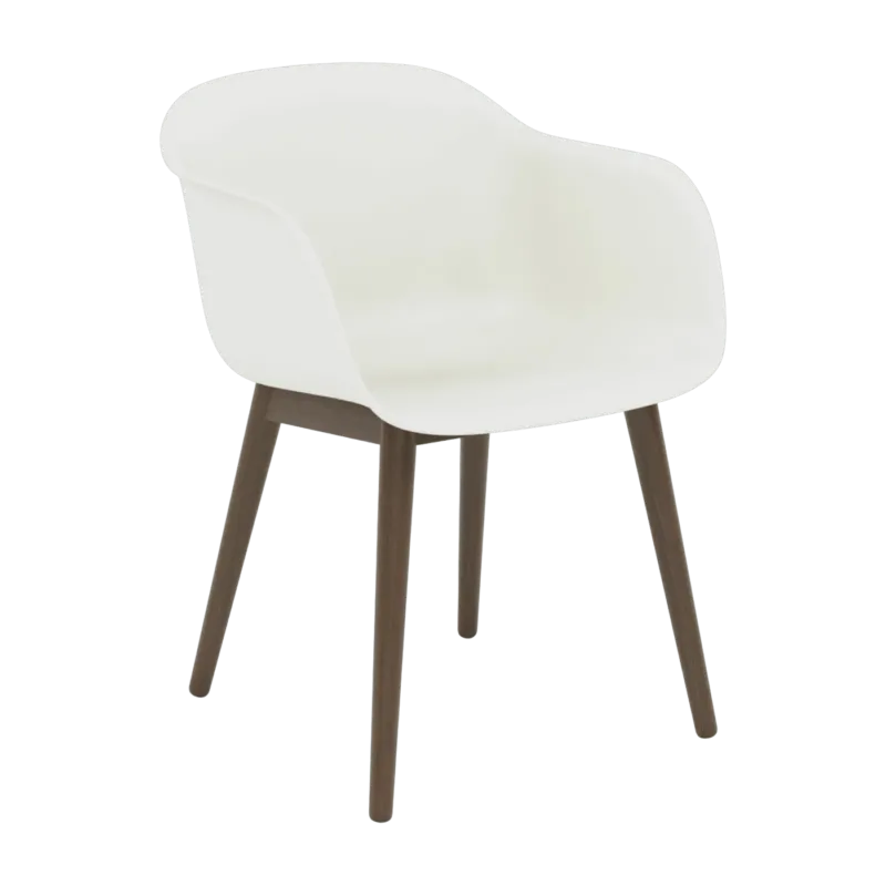 Fauteuil blanc piétement en chêne foncé Fiber - Muuto - The Cool Republic