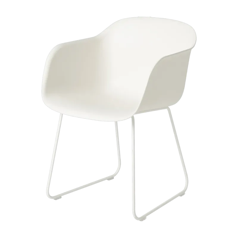 Fauteuil blanc piétement traîneau Fiber - Muuto - The Cool Republic