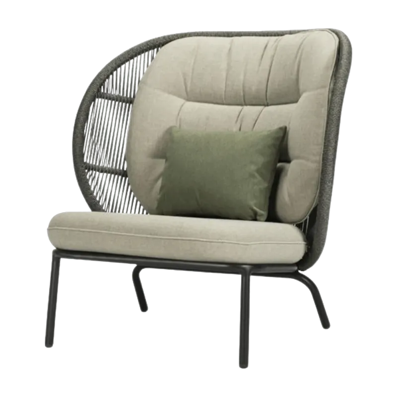 Fauteuil cocoon avec set de coussins Amande et vert olive fossil Kodo - Vincent Sheppard - The Cool Republic