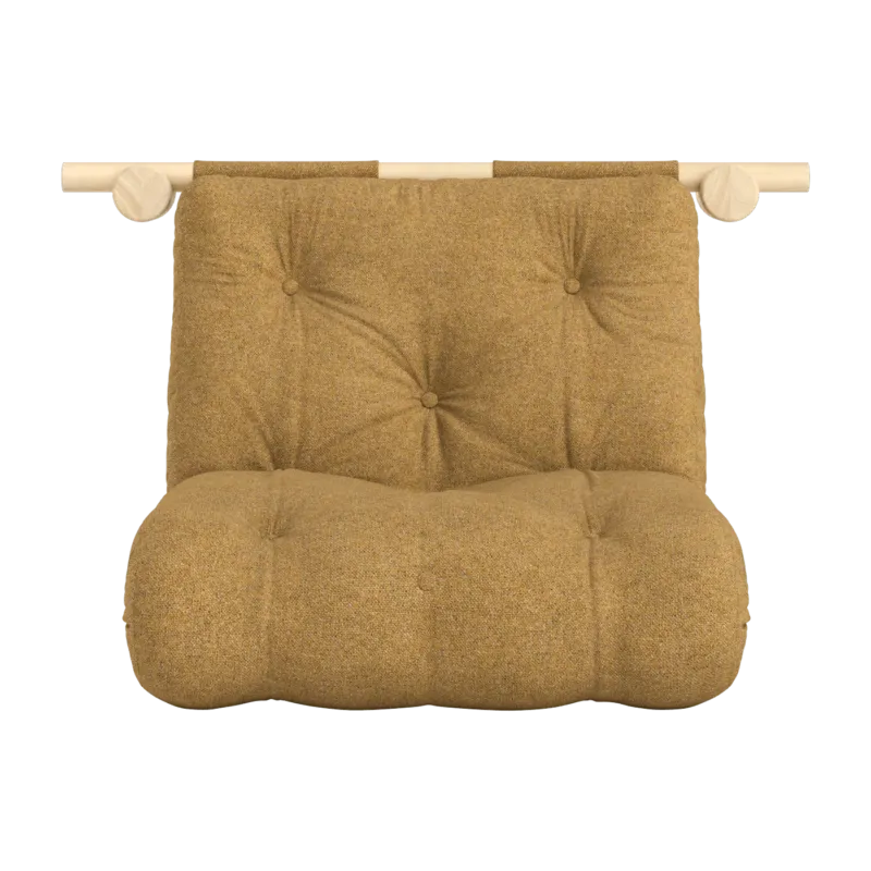Fauteuil convertible en pin 75x200cm avec son matelas ocre golden ochre Hooked raw - Karup Design - The Cool Republic