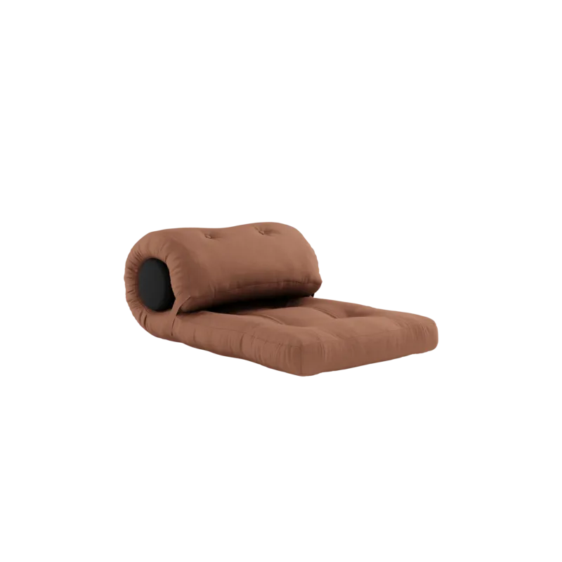 Fauteuil convertible marron clair avec coussin gris foncé 70x120x40cm Wrap - Karup Design - The Cool Republic