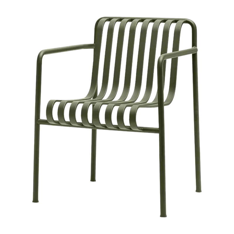 Fauteuil de jardin avec accoudoir en métal olive Palissade - HAY - The Cool Republic