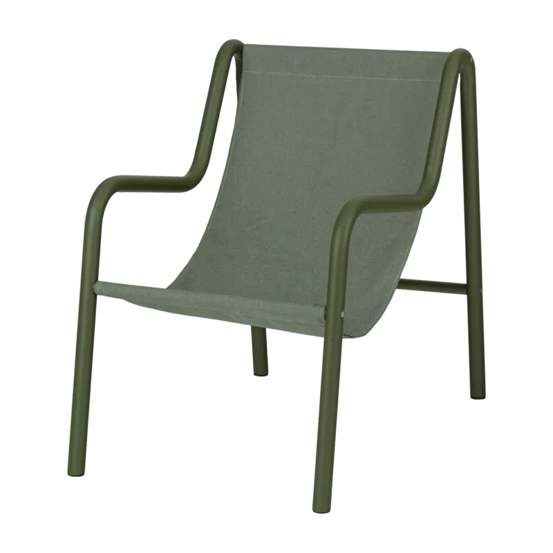 Fauteuil de jardin en acier vert forêt et tissu oléfine Nokk - noo.ma - The Cool Republic