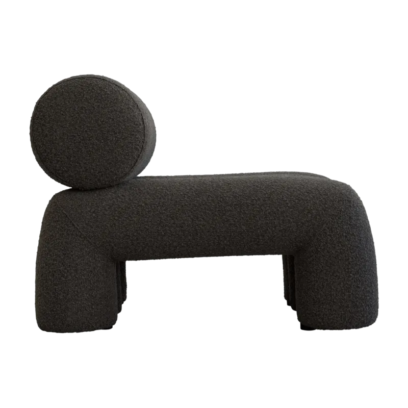 Fauteuil design en tissu bouclé taupe foncé Foku - 101 COPENHAGEN - The Cool Republic