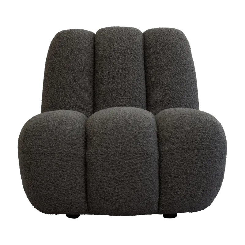 Fauteuil design en tissu bouclé taupe foncé Toe - 101 COPENHAGEN - The Cool Republic