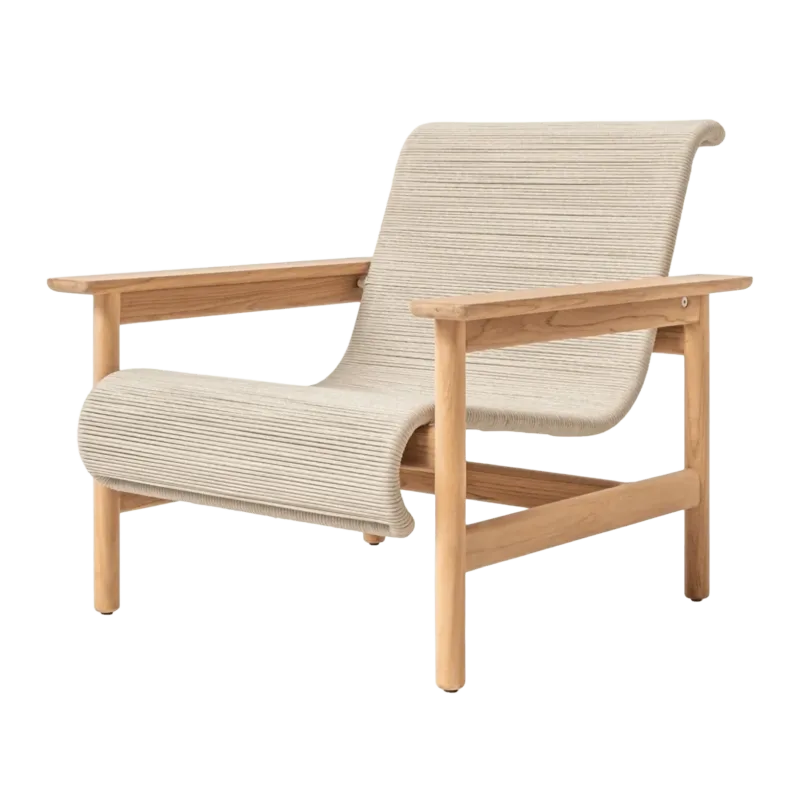 Fauteuil d'extérieur en teck et tressé beige 80x87x74cm Tomus - Vincent Sheppard - The Cool Republic