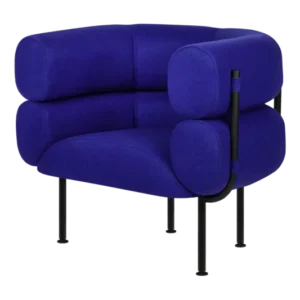 Fauteuil en acier et laine bouclé bleu myrtille 71,2cm Ubi Mini - noo.ma - The Cool Republic