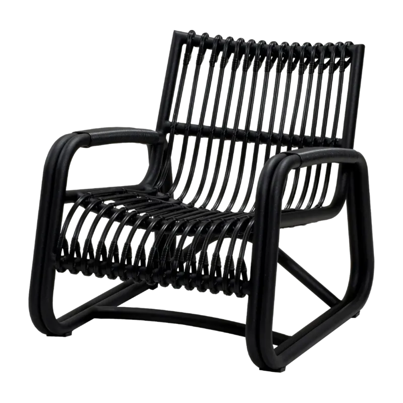 Fauteuil en aluminium et cannage noir Curve - Cane-Line - The Cool Republic