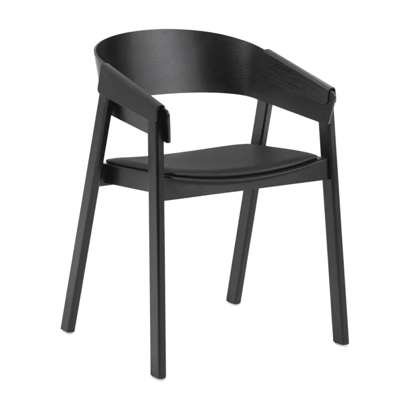 Fauteuil en chêne noir et assise en cuir Cover - Muuto - The Cool Republic