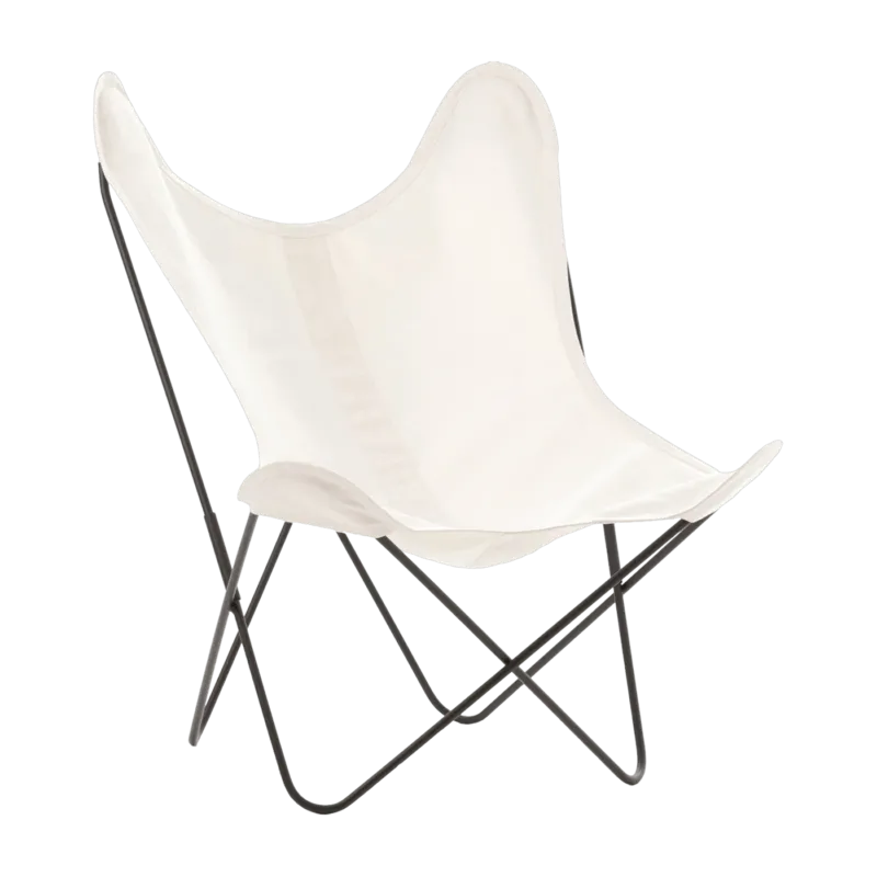 Fauteuil en coton blanc avec structure en acier noir Coton AA - Airborne - The Cool Republic