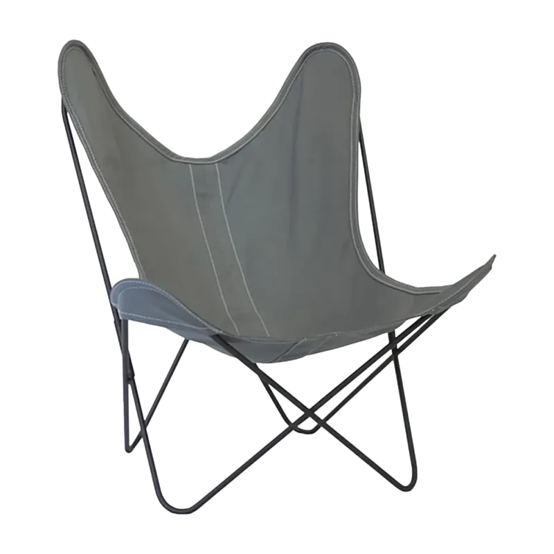 Fauteuil en coton gris avec structure en acier noir Coton AA - Airborne - The Cool Republic