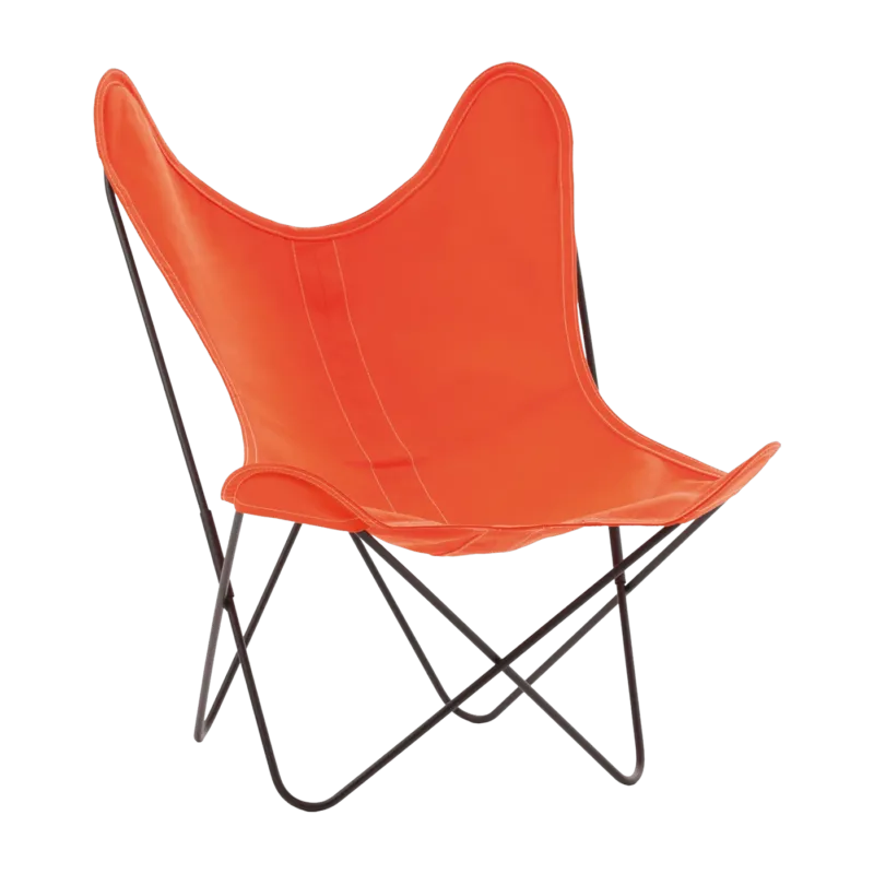 Fauteuil en coton orange avec structure en acier noir Coton AA - Airborne - The Cool Republic