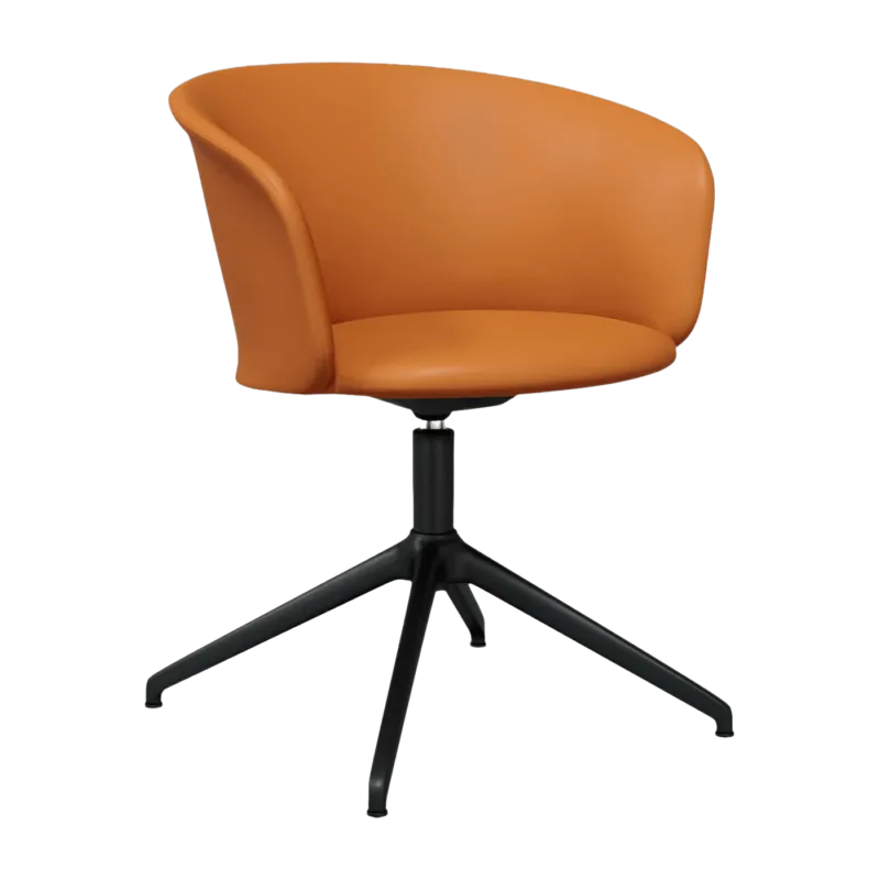 Fauteuil en cuir marron et piètement noir Kendo - Hem - The Cool Republic