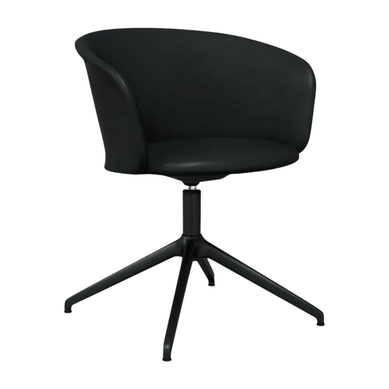 Fauteuil en cuir noir et piètement noir Kendo - Hem - The Cool Republic