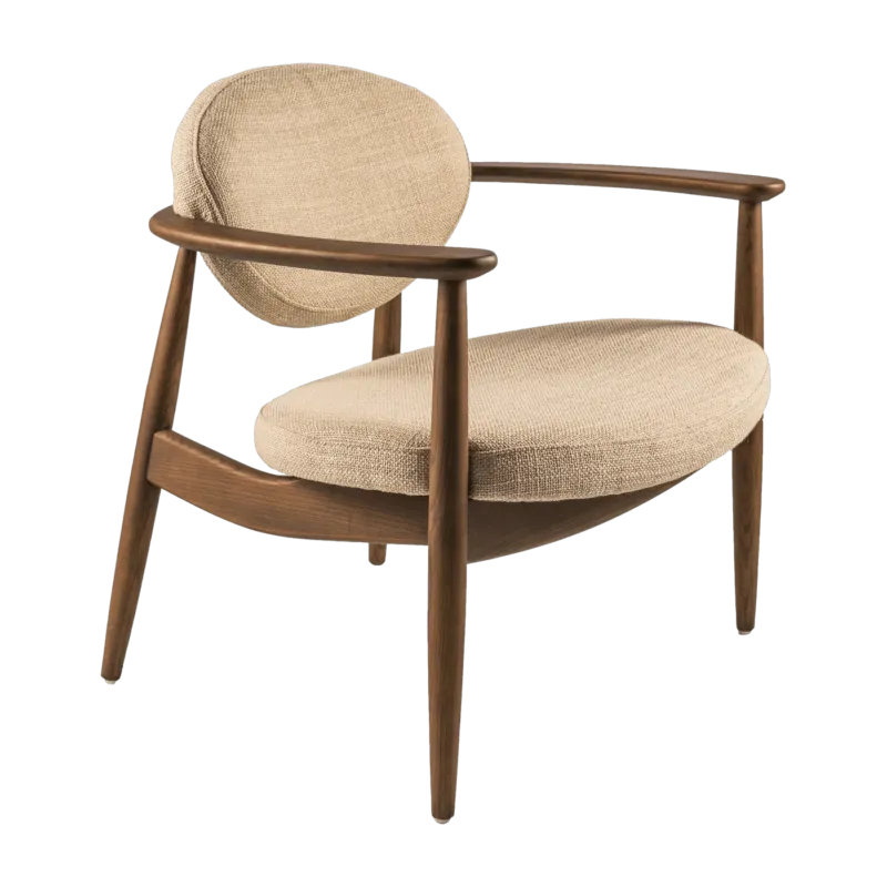 Fauteuil en frêne et tissu beige Roundy - Pols Potten - The Cool Republic