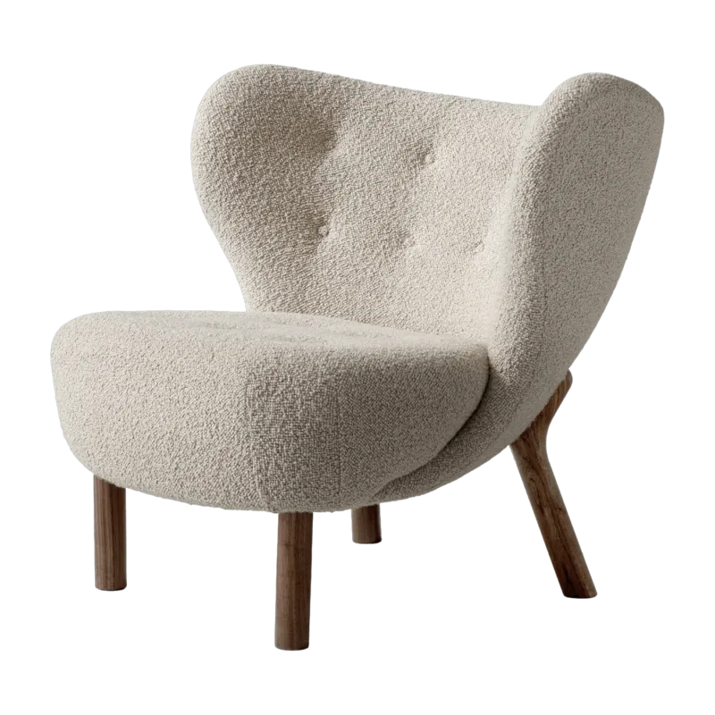 Fauteuil en laine beige et pieds en noyer Little Petra VB1 - &tradition - The Cool Republic