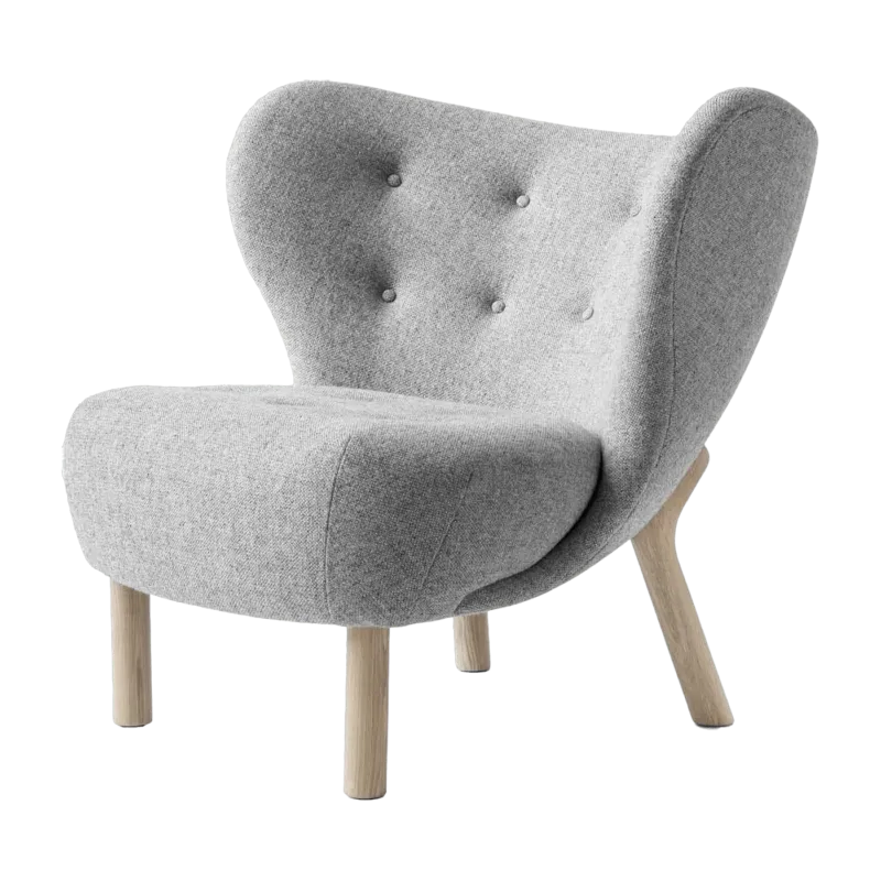 Fauteuil en laine gris et pieds en chêne naturel Little Petra - &tradition - The Cool Republic