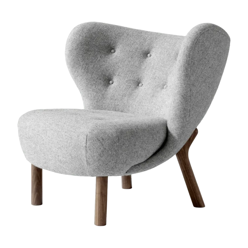 Fauteuil en laine gris et pieds en noyer Little Petra VB1 - &tradition - The Cool Republic