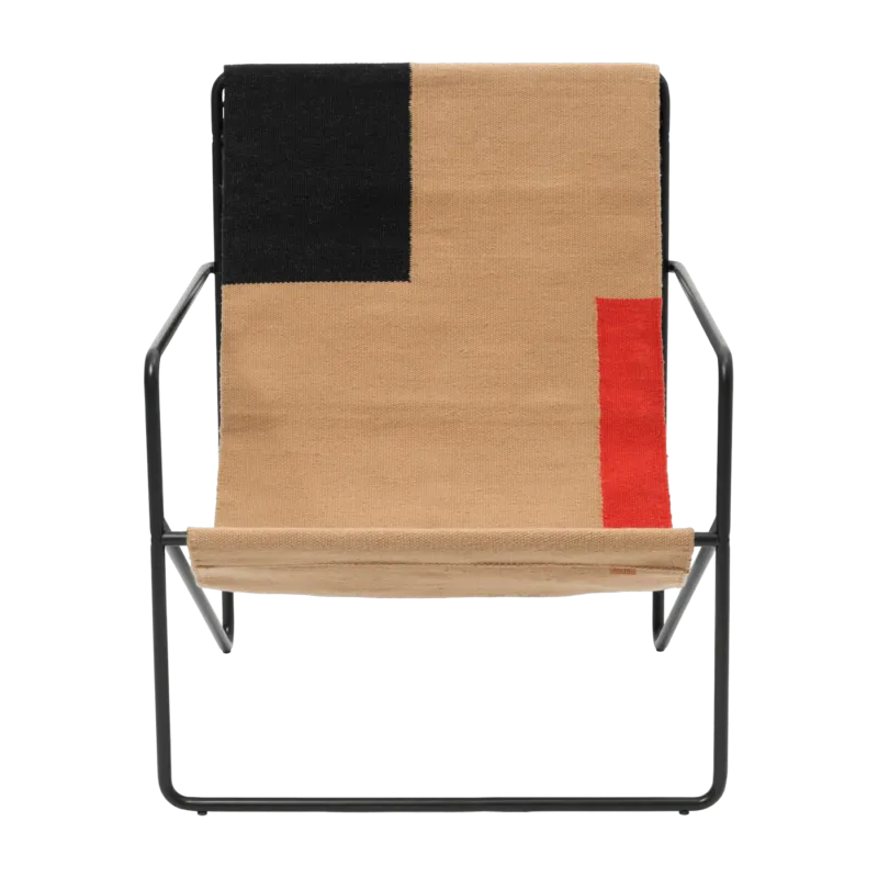 Fauteuil en métal noir et tissu recyclé à bloc 63 x 77 cm Desert - Ferm Living - The Cool Republic
